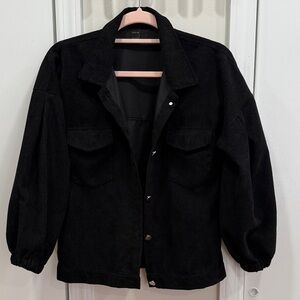 Black Corduroy Jacket with Balloon Sleeves